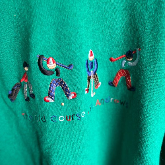 Vintage Golf Crewneck Sweater with Embroidery Made in Scotland - Picture 9 of 12